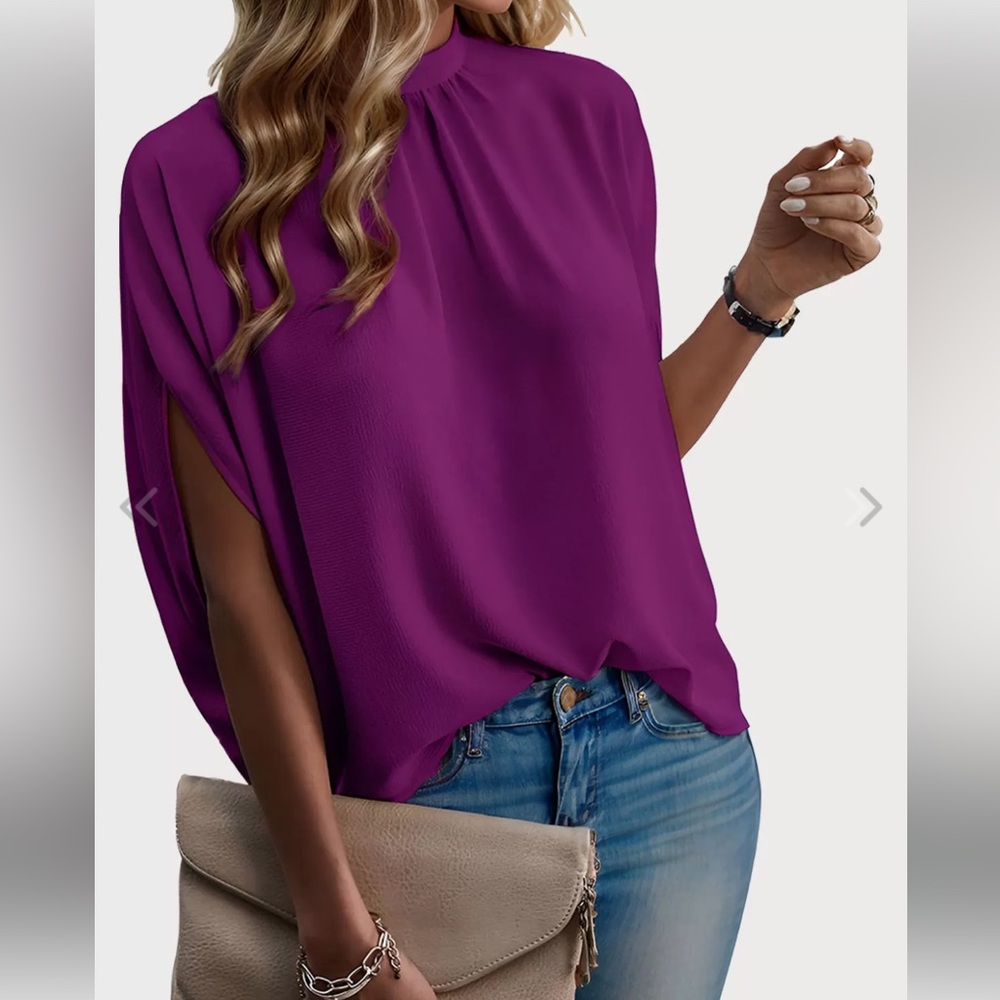 Beautiful Purple Batwing Sleeve Blouse! NWT! - Picture 3 of 5